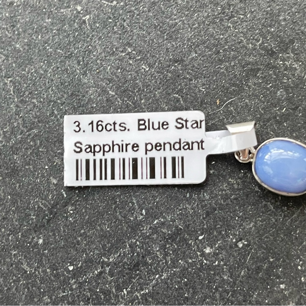Elegant Sterling Silver 925 Blue Star Sapphire Pendant - Picture 9 of 11